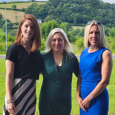 Angharad Mai Roberts, Amy Thomas and Justine le Comte Coleg Cymraeg Cenedlaethol